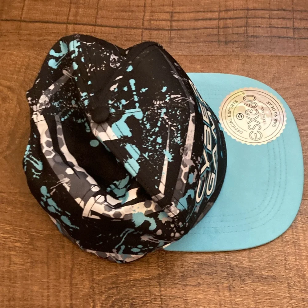 Kids ‘Cyber Gamer’ Snapback Cap in Black and Light Blue NWOT